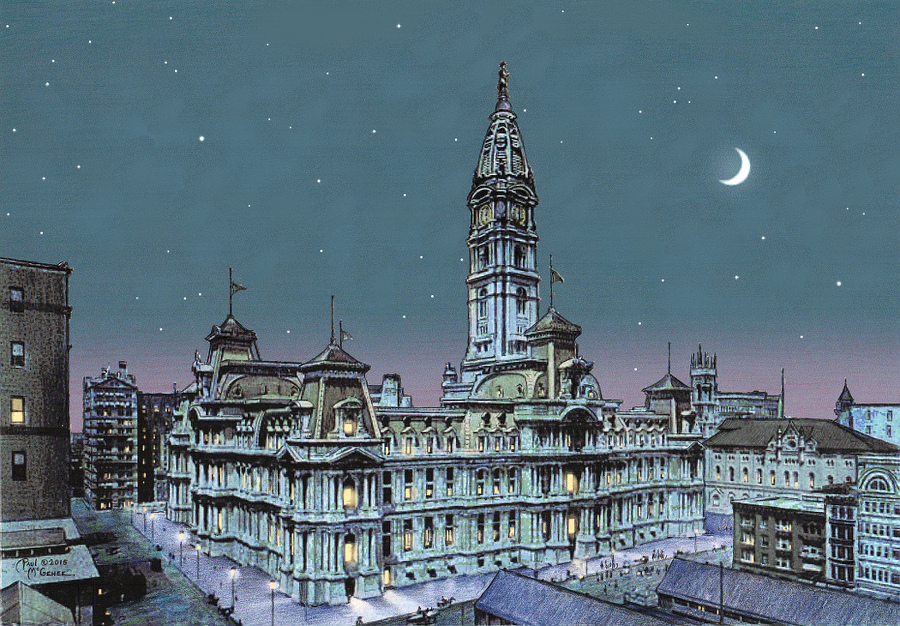 Old Philadelphia - City Hall by Moonlight (Paul McGehee)