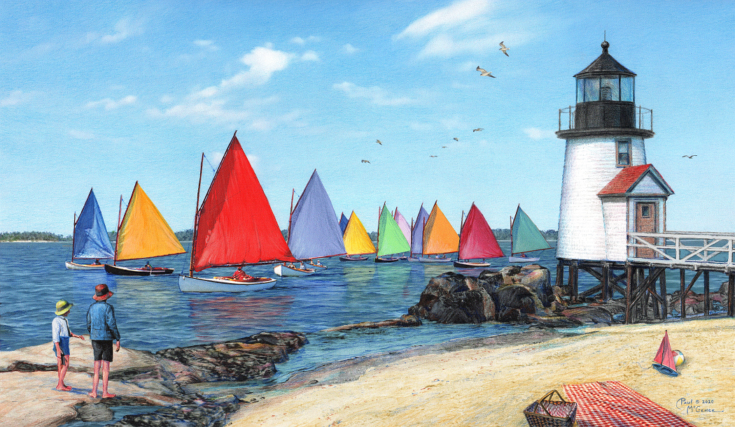 Nantucket - The Rainbow Fleet at Brant Point Light (Paul McGehee